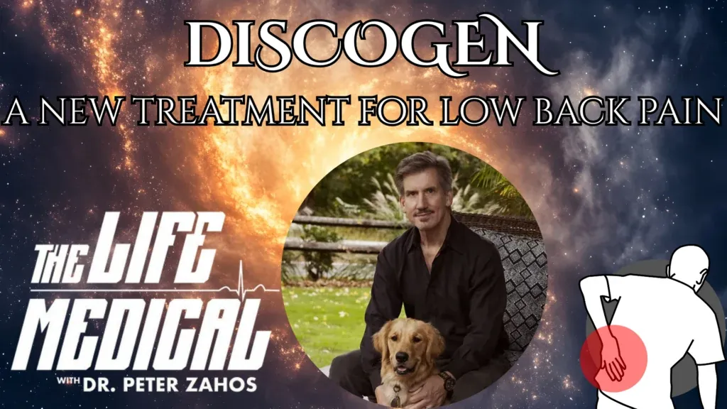 Discogen podcast episode artwork showing Dr. Peter Zahos with his dog