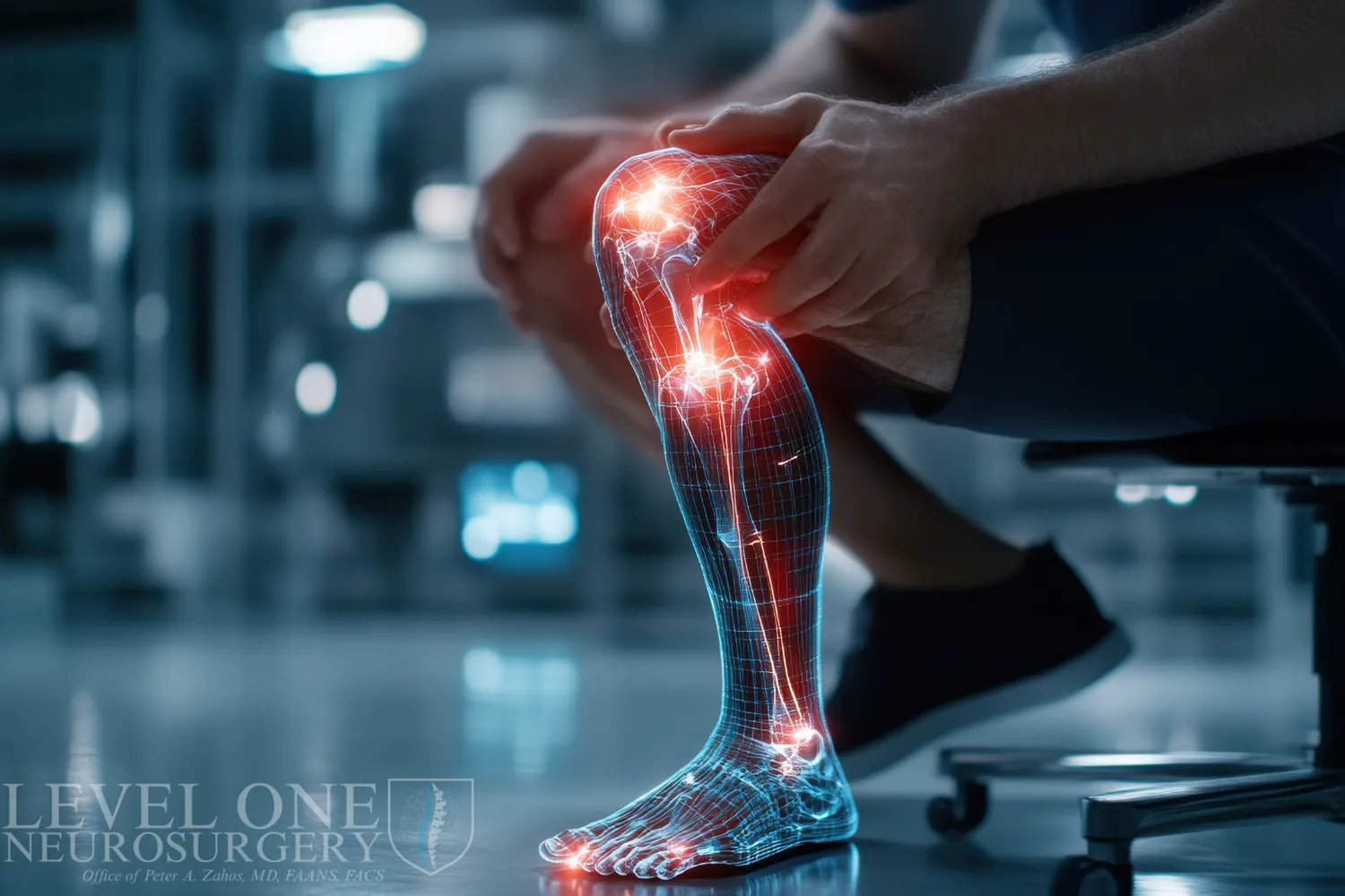 Illustration of nerve pain running down the leg